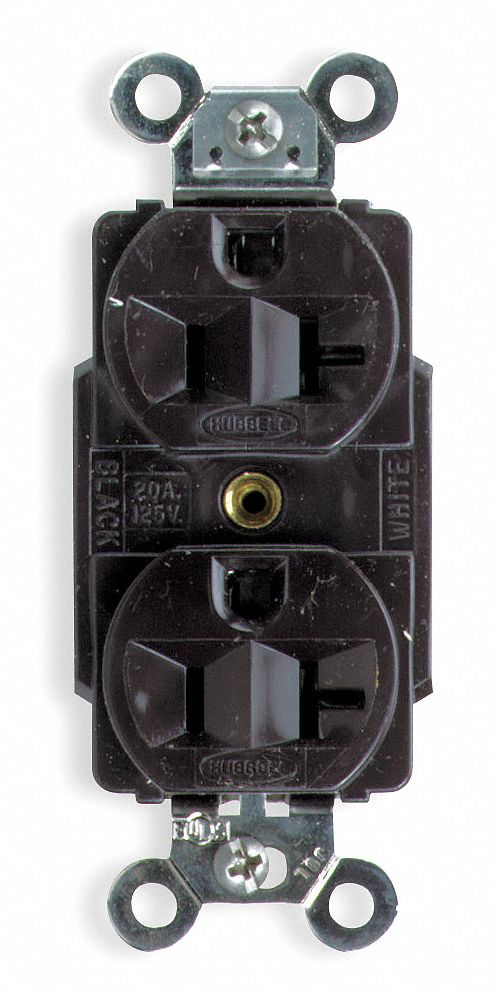Receptacle, Duplex, 20A, 125V, BR, Industrial