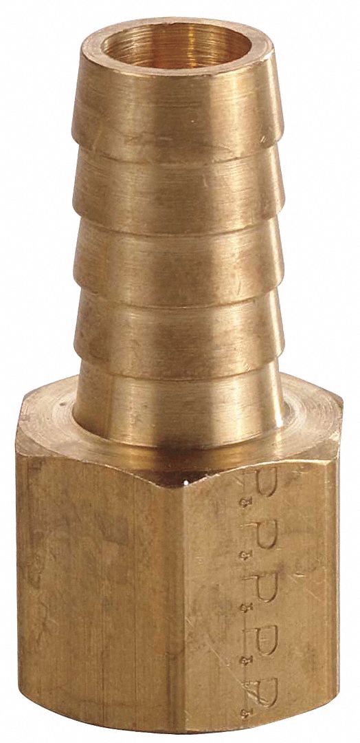 Hose Barb, 1/4 In, 1/4 FNPT, Brass