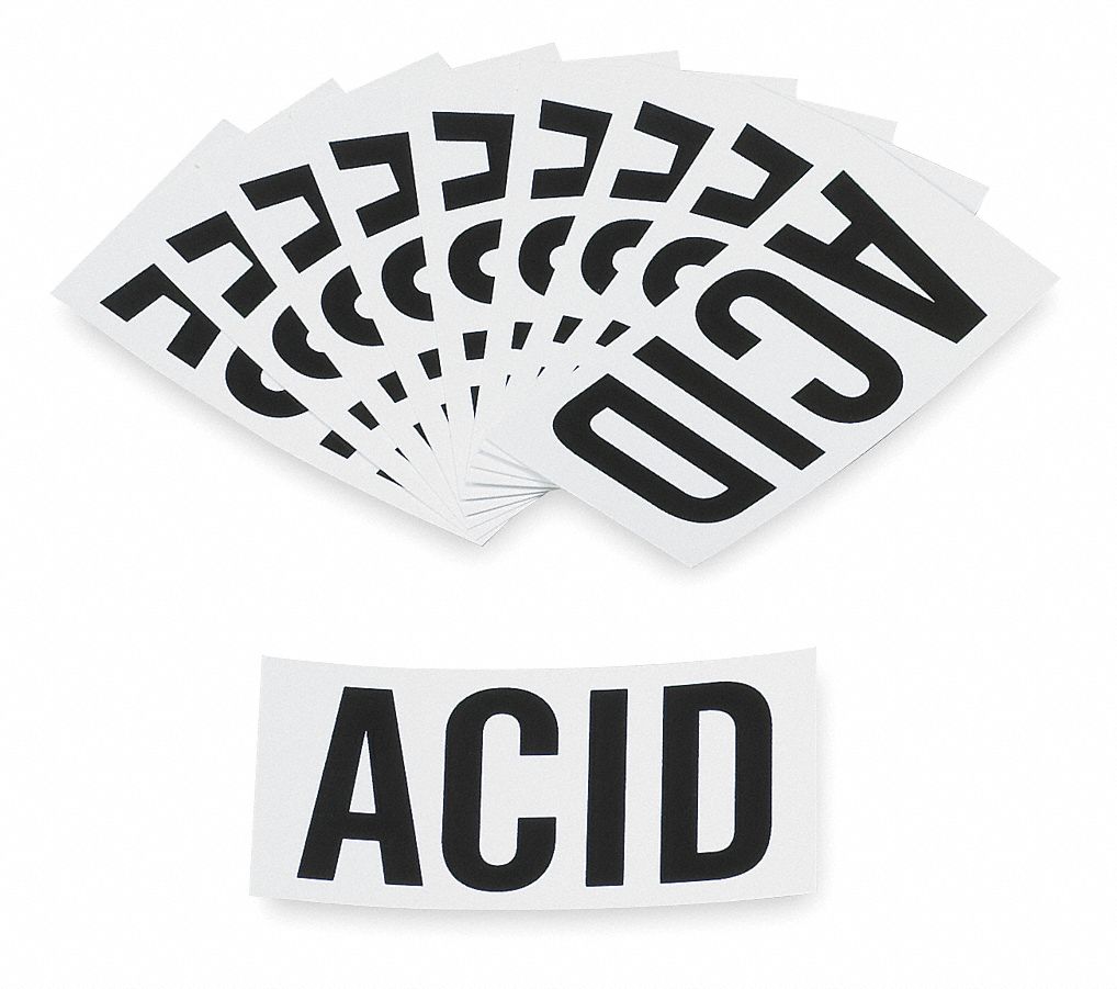NFPA Label, Black/White, Acid, PK 10