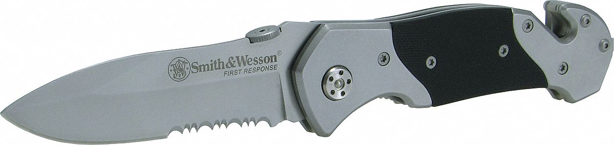 Folding Knife, Drop Point, 4.7 In, Serrated
