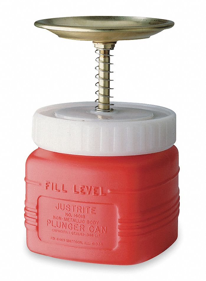 Plunger Can, 1 qt., Polyethylene, Red