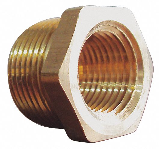 Pipe Bushing, Brass, 1/2 x 1/4 In, PK10