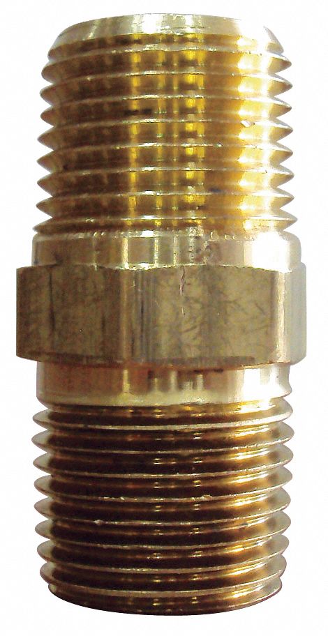 Hex Nipple, Brass, 1/2 In, PK 10