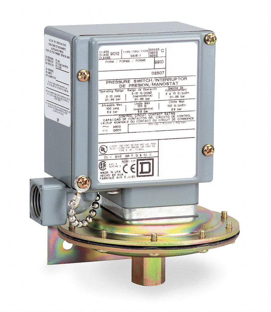 Pressure Switch, 1.5-90PSI, Adj, 4/4X/13