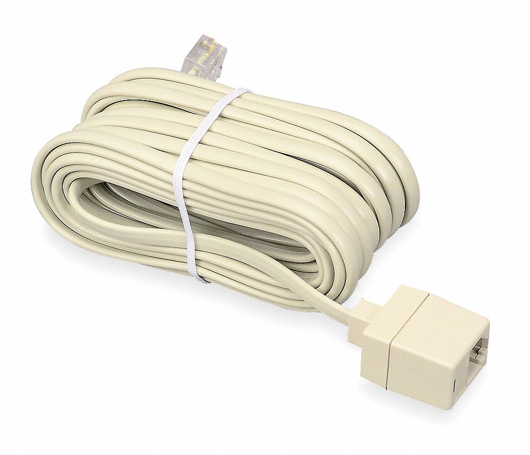 Telephone Cord, Extension, Flat, Ivory, 25 ft.