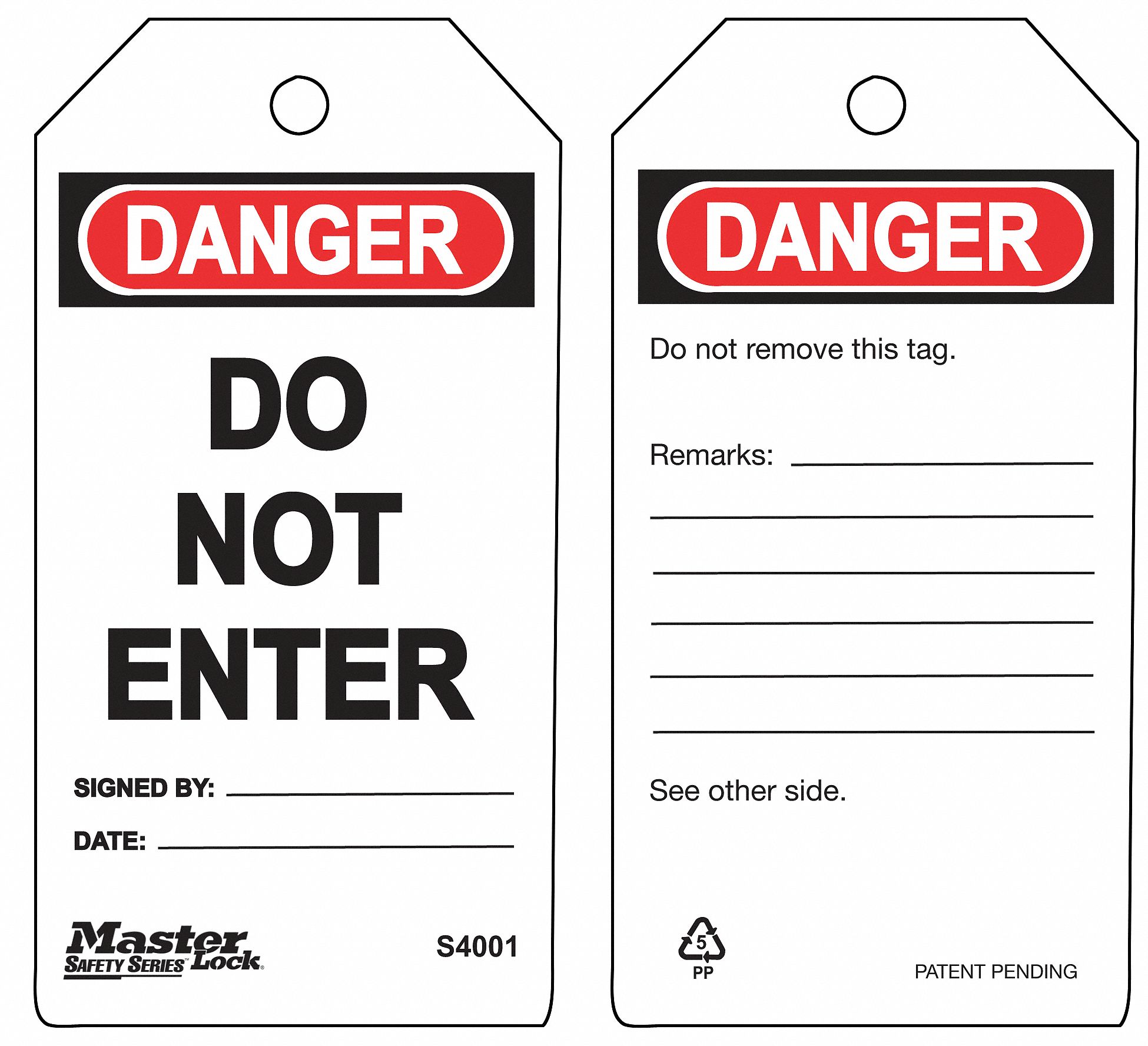 Danger Tag, 5-3/4 x 3 In, Bk and R/Wht, PK6