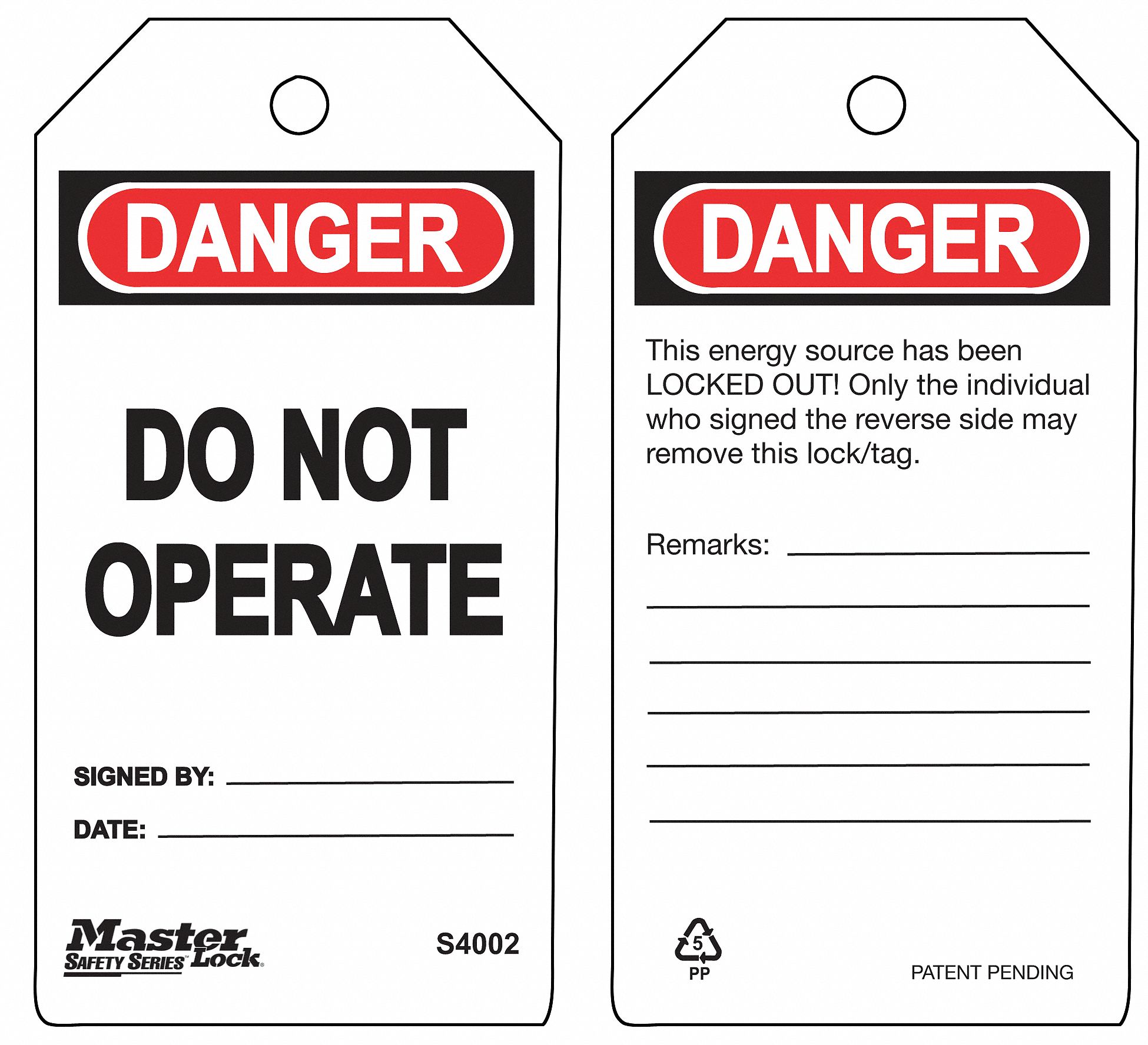 Danger Tag, 5-3/4 x 3 In, Bk and R/Wht, PK6