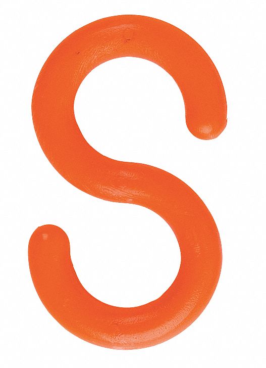 S-Hook, Orange, 3 in, PK10