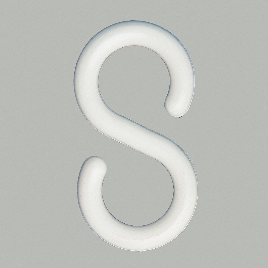 S-Hook, White, 3 in, PK10