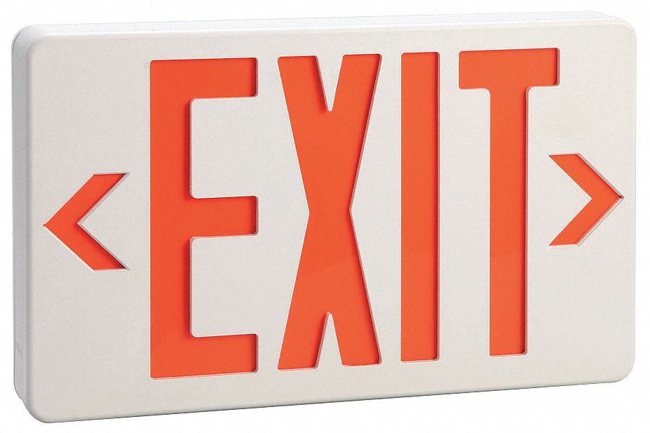 Exit Sign with Battery Back Up, 0.4W, Red