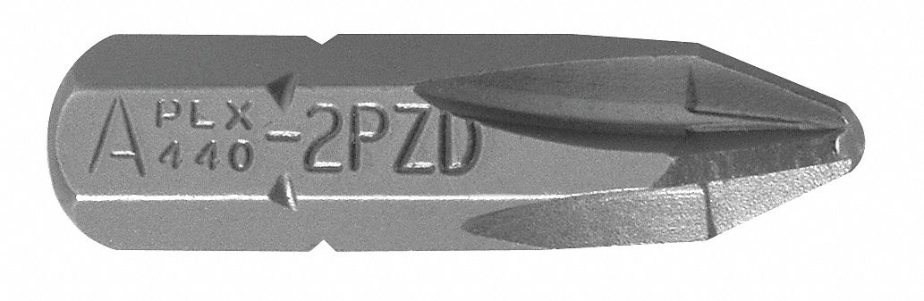 Pozi-Drive Insert Bit, #2, 1 In L, 1/4 In