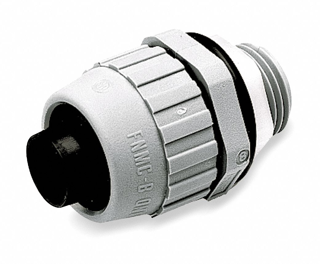 Straight Connector, 3/4 In, Nylon, Gray