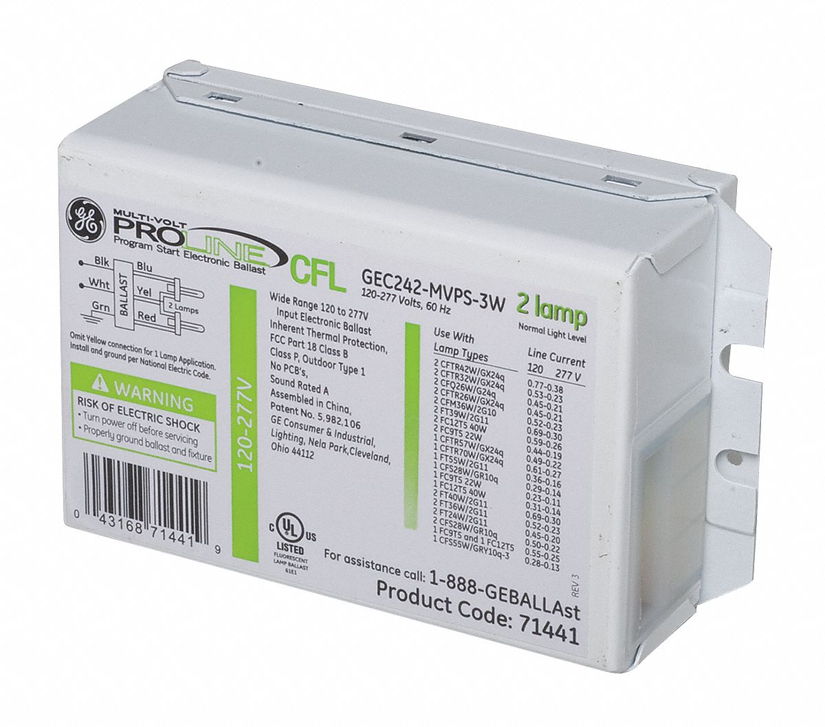 CFL Ballast, Electronic, 43/44W, 120/277V