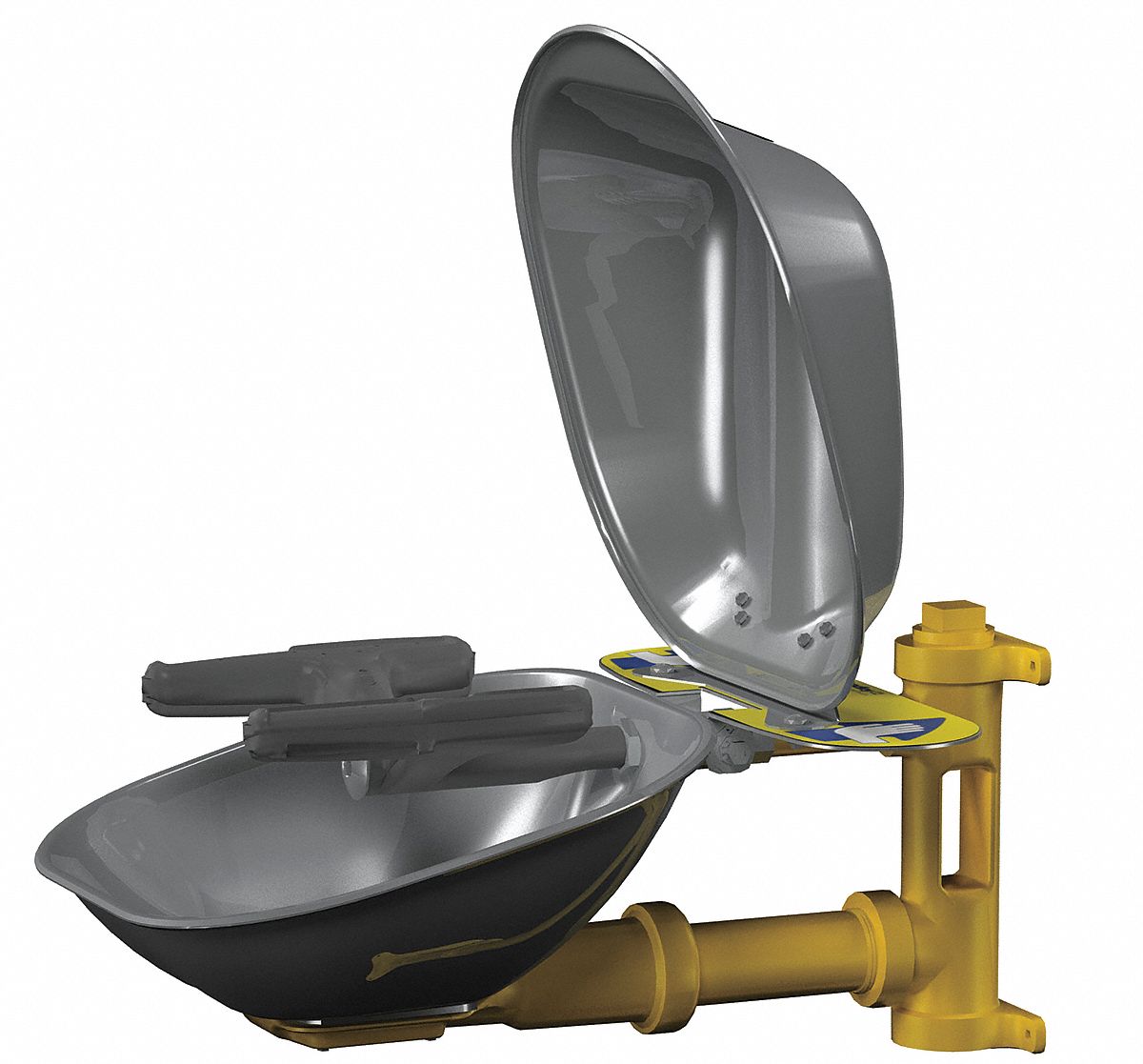 Eyewash Station w/Cover, Wall, SS, 15-1/2 W