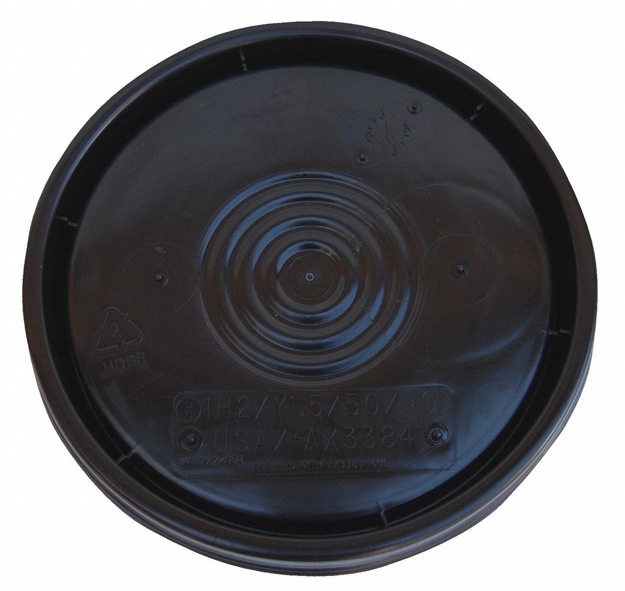 Plastic Pail Lid, Black, Use w/3CYK7, 3CYK8