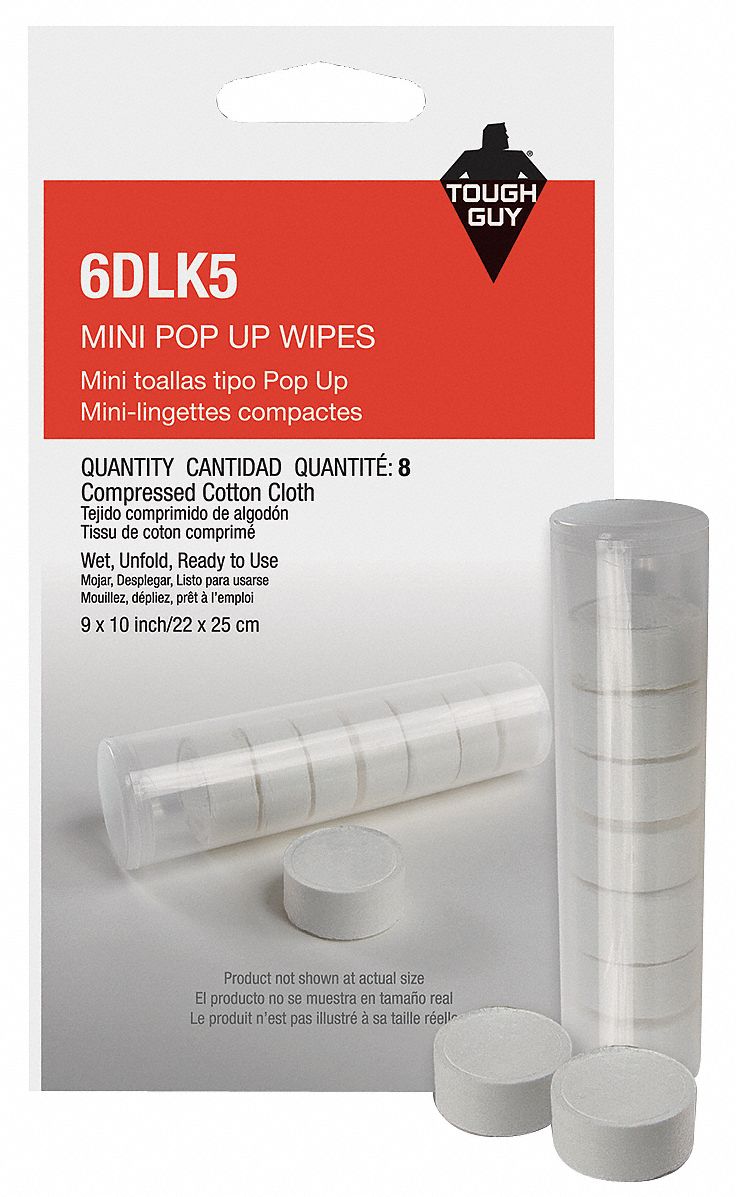 Compressed Wipes, 9 x 10 In, Pk 8