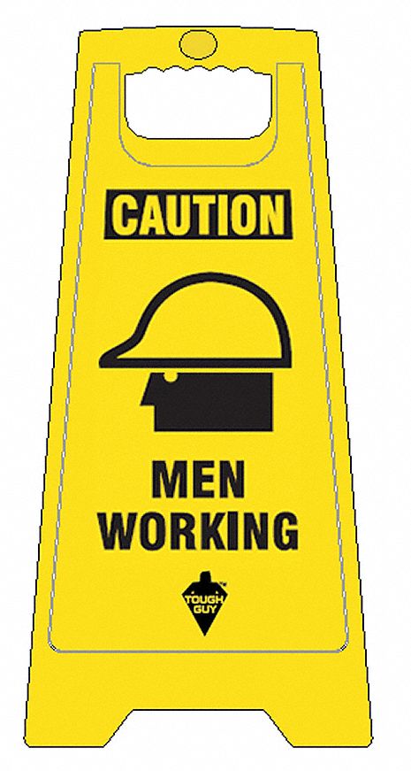 Floor Sign, Yellow, 24 In., 2 Sided