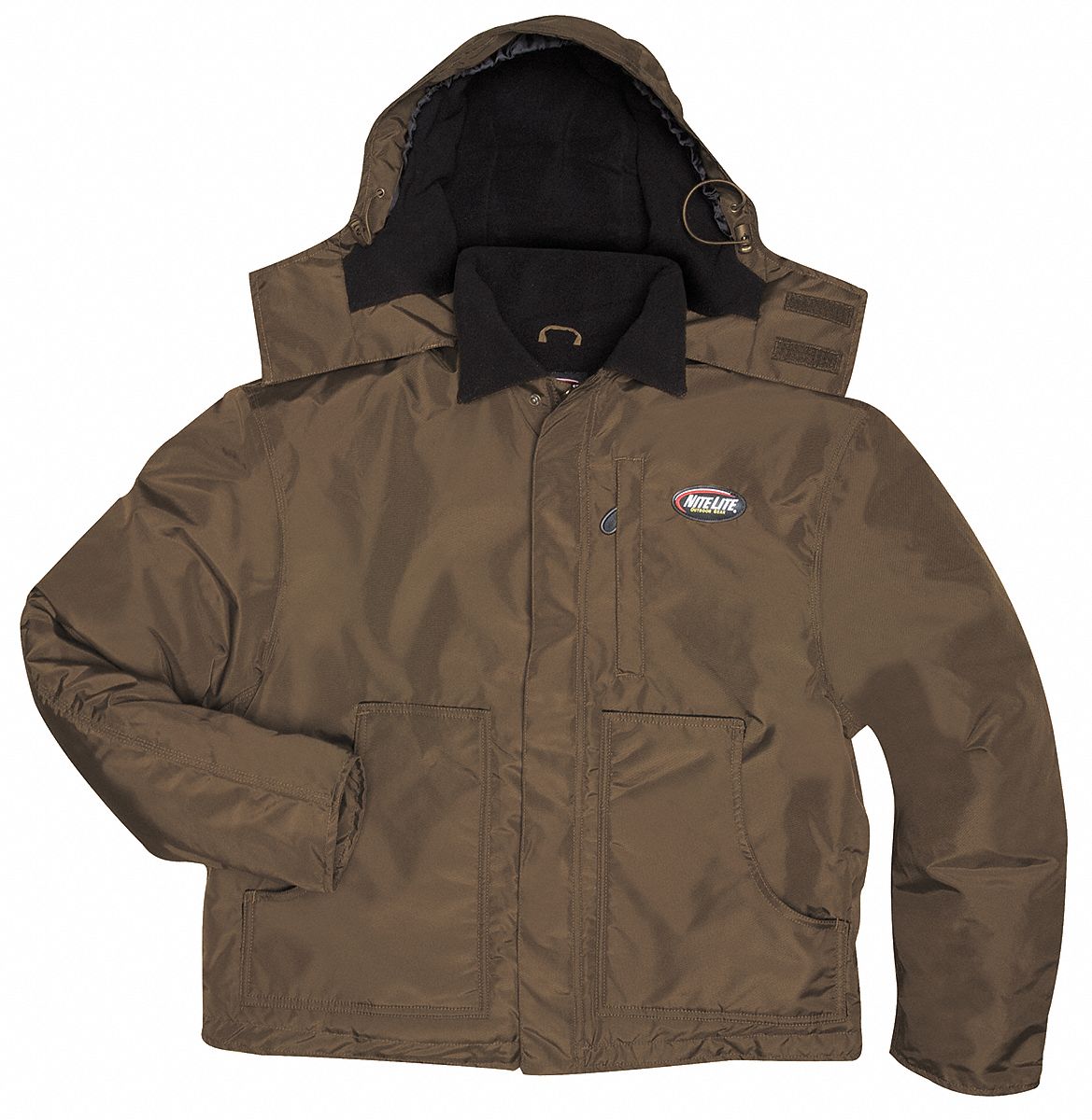 Hooded Parka, 3XL, Brown, Zipper