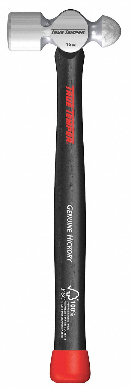 Ball Pein Hammer, Hickory Handle, 16 Oz