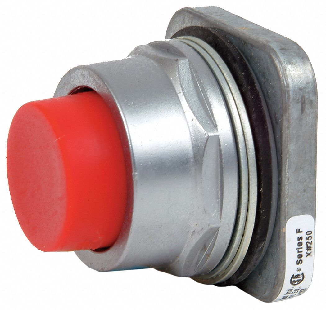 Pushbutton, Non Ill, Mom, Extended, 30mm, Red