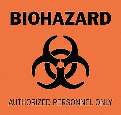 Biohazard Sign, 7 x 10In, BK/ORN, SURF