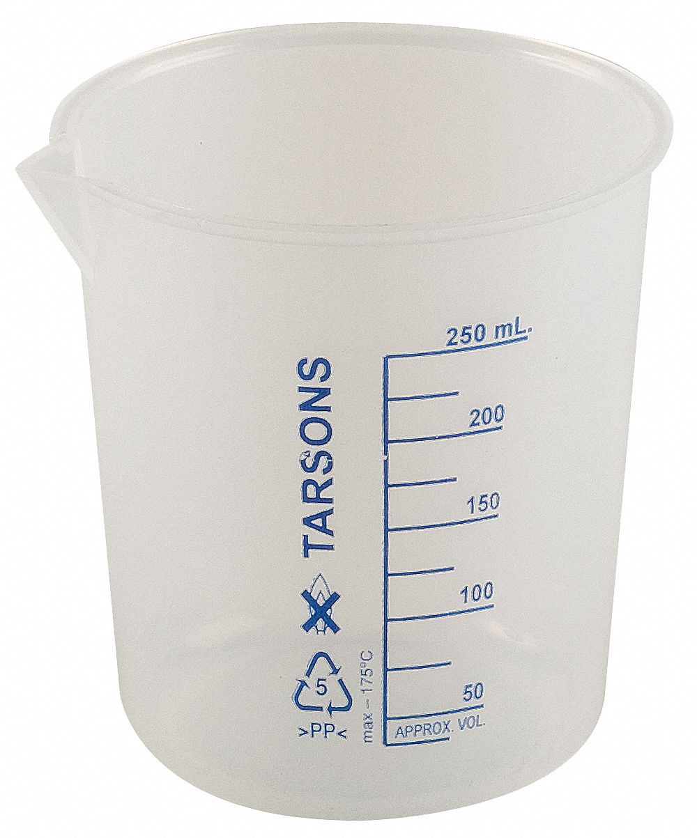 Beaker, 250 mL, Polypropylene, Pk 6