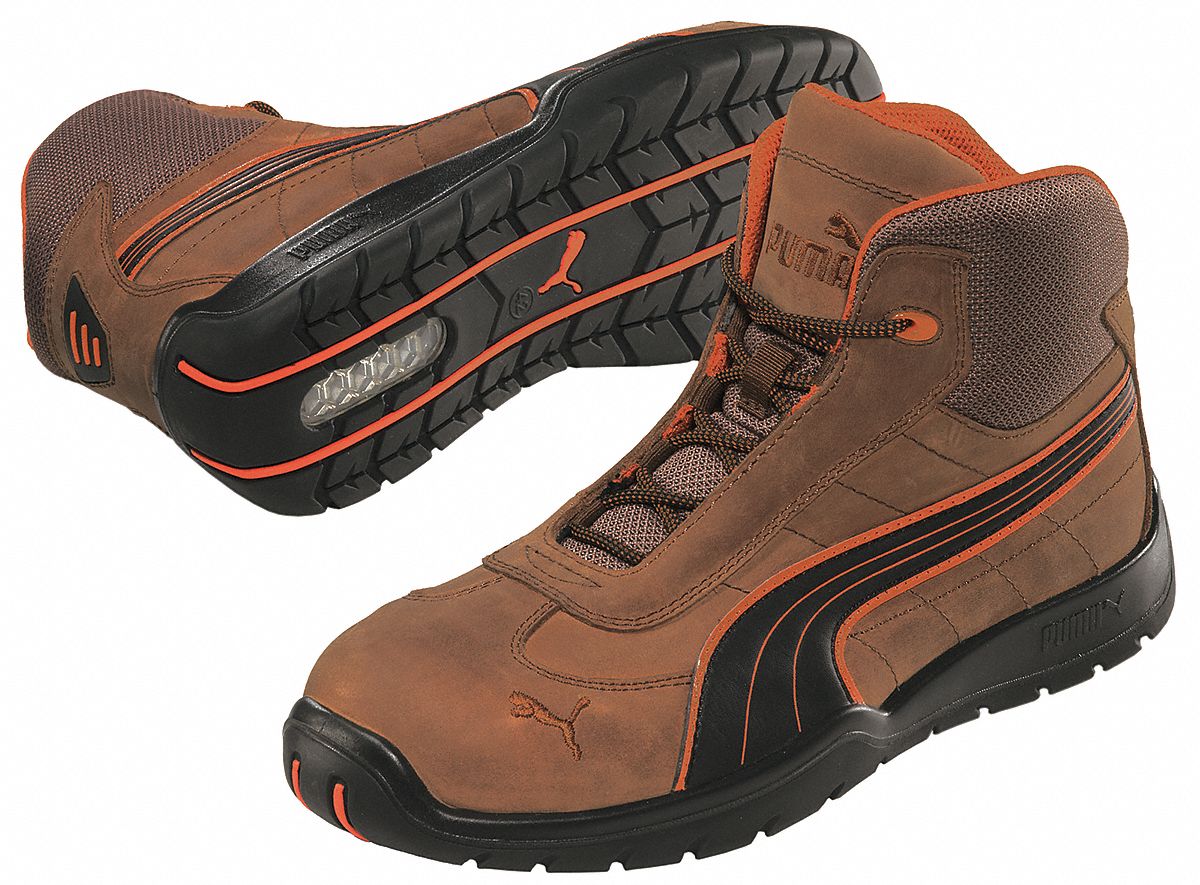 Athletic Work Boots, Stl, Mn, 5, Brn, 1PR