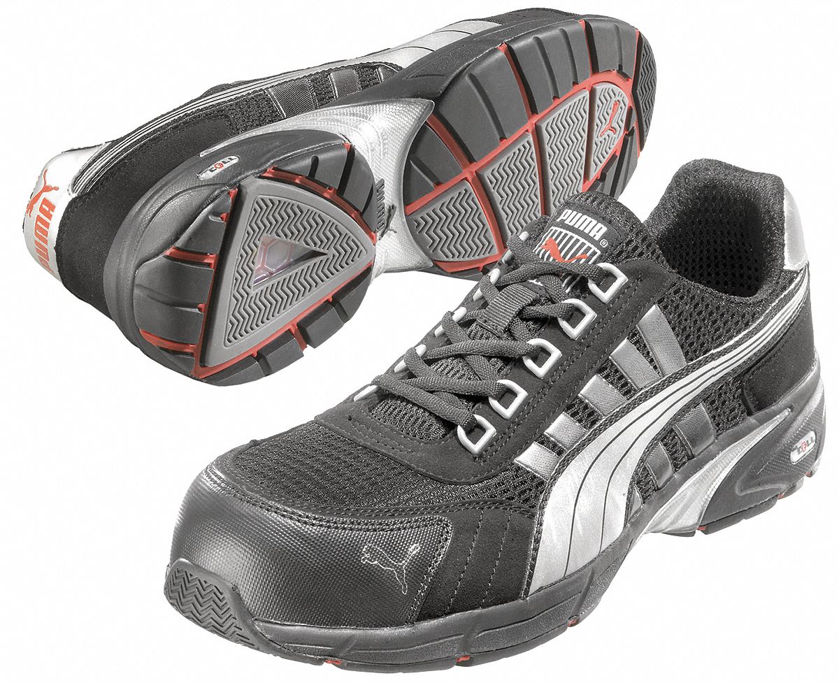 Athletic Work Shoes, Comp, Mn, 13, Blk, 1PR