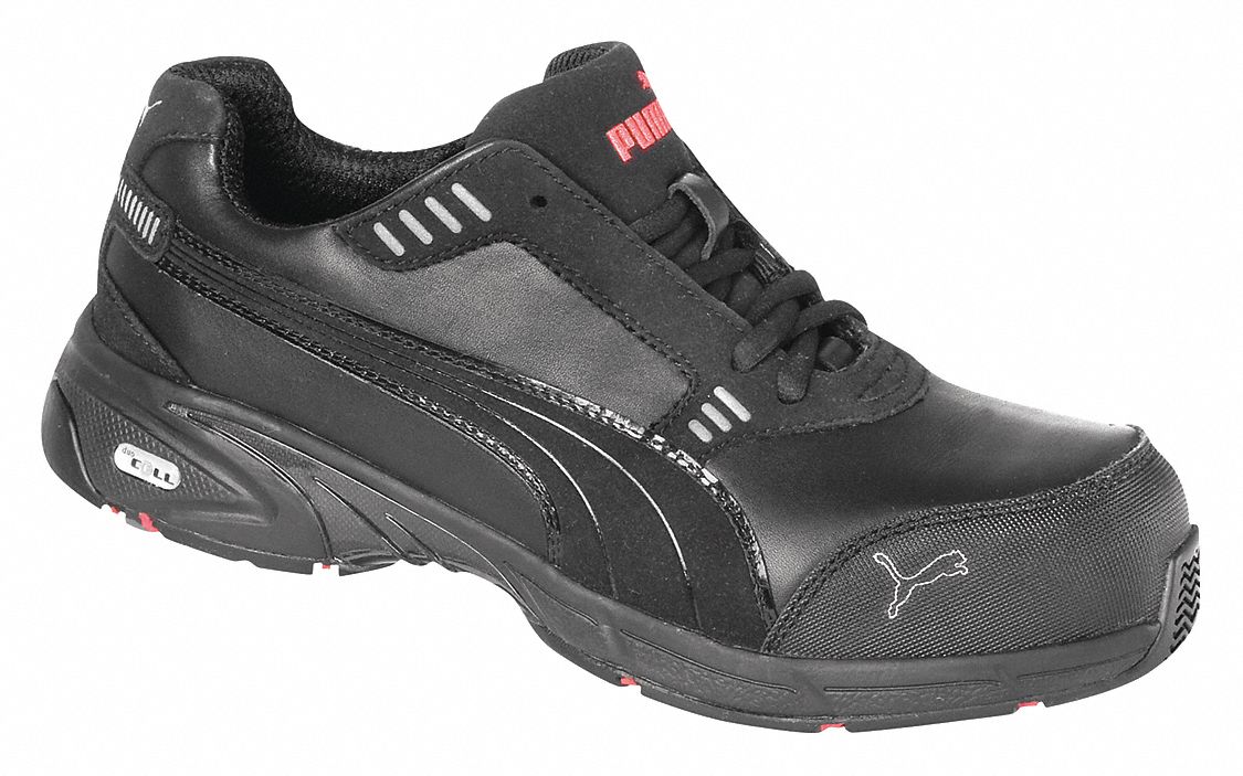 Athletic Work Shoes, Comp, Mn, 8, Blk, 1PR