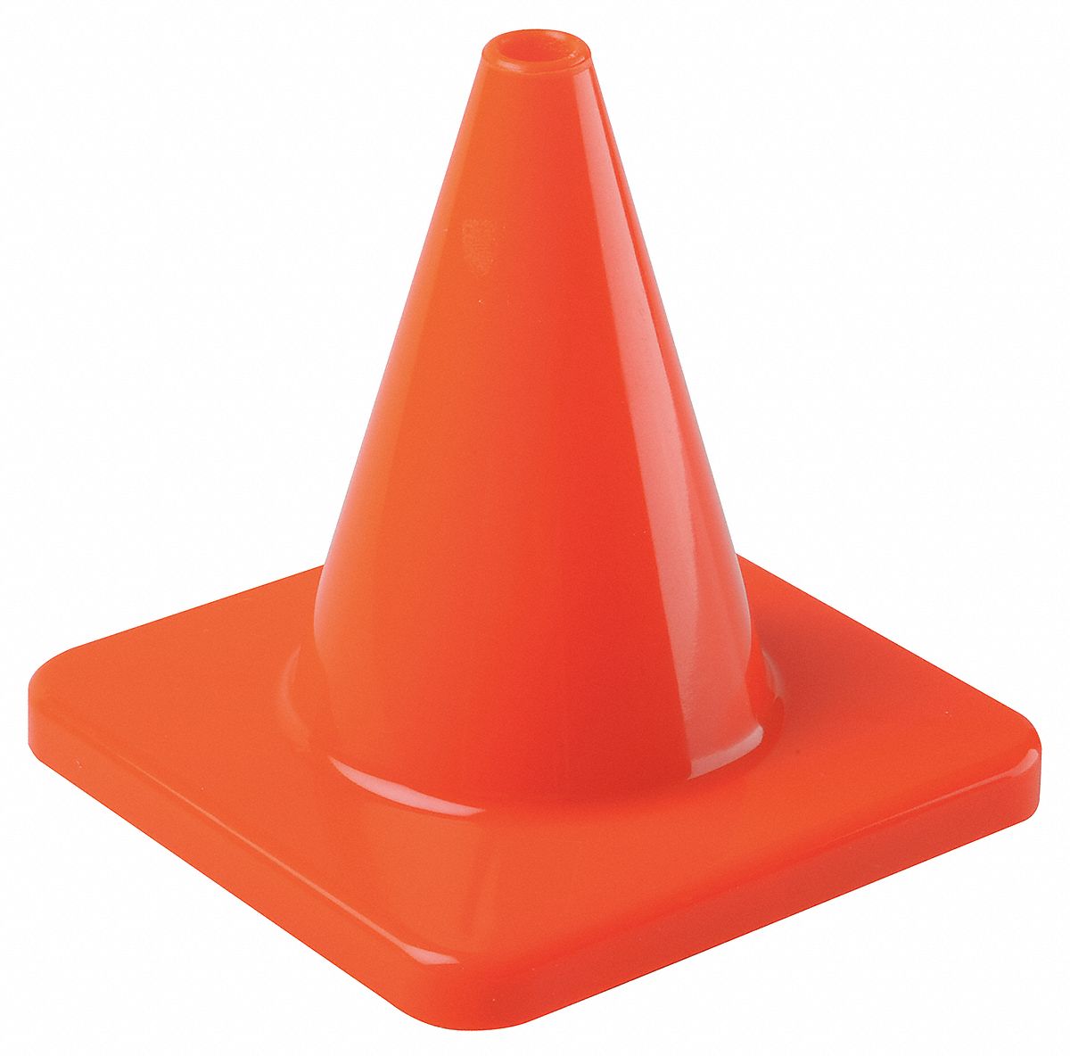 Traffic Cone, 6 In.Fluorescent Red/Orange