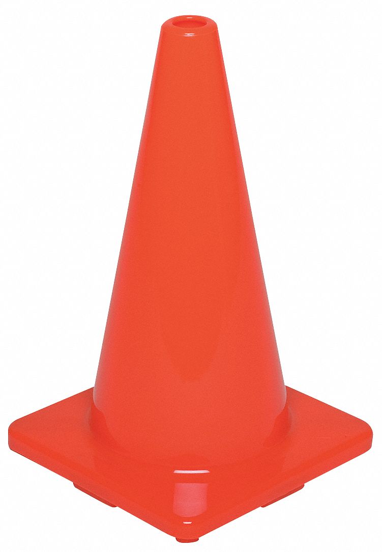 Traffic Cone, 18In, Fluorescent Red/Orange