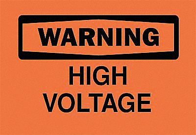 Warning Sign, 7 x 10In, BK/ORN, HV, ENG, Text