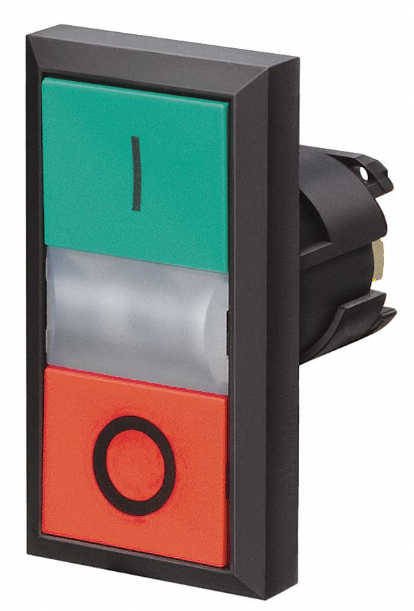 Pushbutton, 2Flush, 22mm, Mom, Green/Red