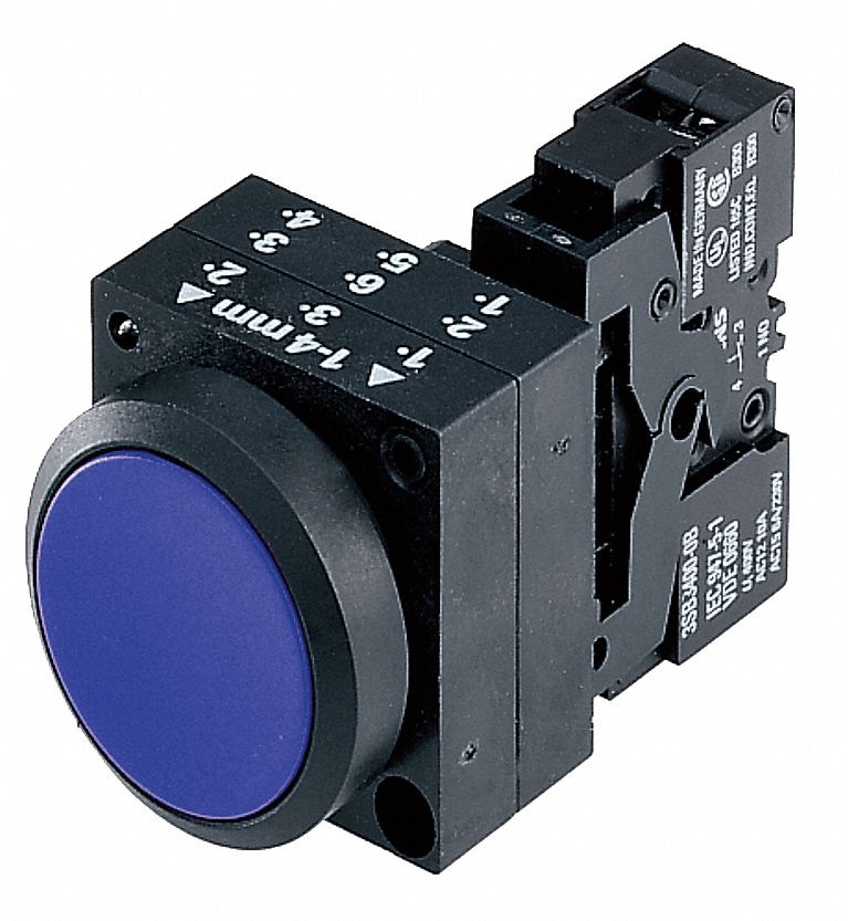 Pushbtn, Non-Ill, 1NO/1NC, Flush, 22mm, BL