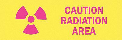 Caution Radiation Sign, 3-1/2 x 10In, ENG