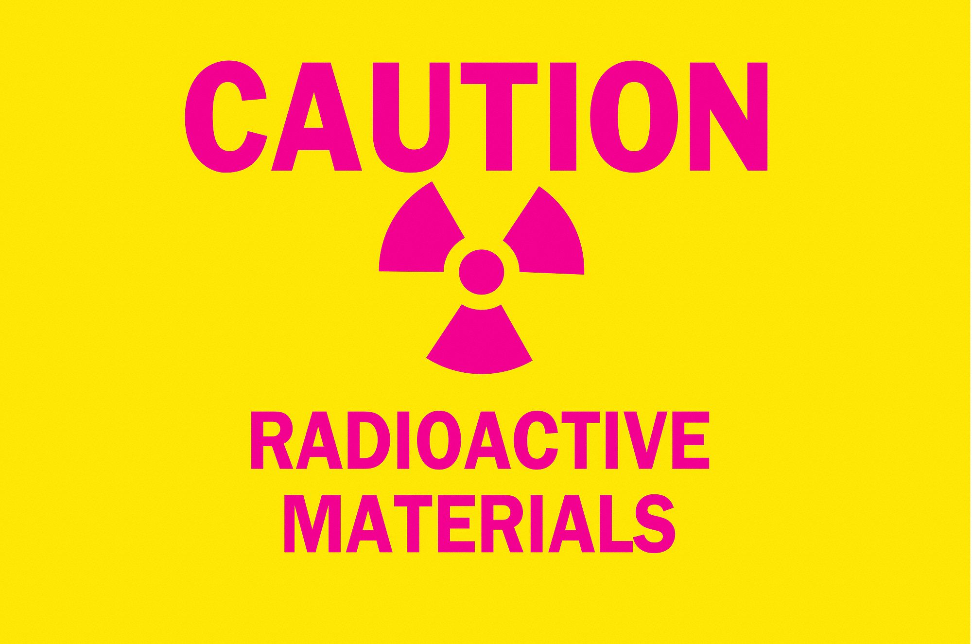 Caution Radiation Sign, 7 x 10In, Pink/YEL