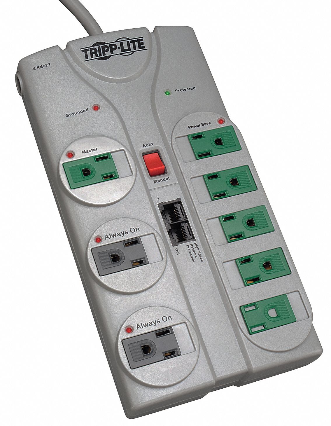 Eco Surge, 8 Outlet, 8 Ft Cord, LED, RJ11