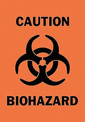 Caution Biohazard Sign, 14 x 10In, BK/ORN