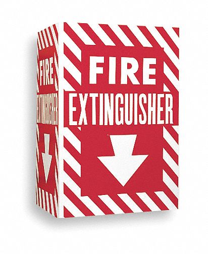 Fire Extinguisher Sign, 12 x 18In, WHT/R