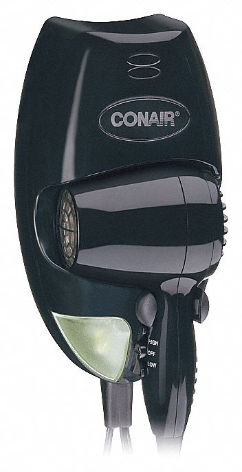 Hairdryer, Wallmount, Black, 1600 Watts