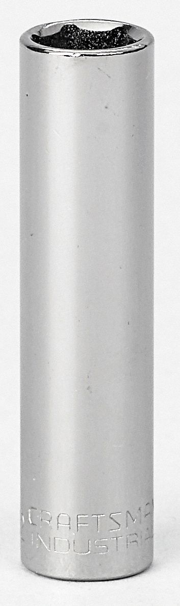 Socket, Deep, 1/4 Dr, 6 Pt, 11/32 In, Chrome