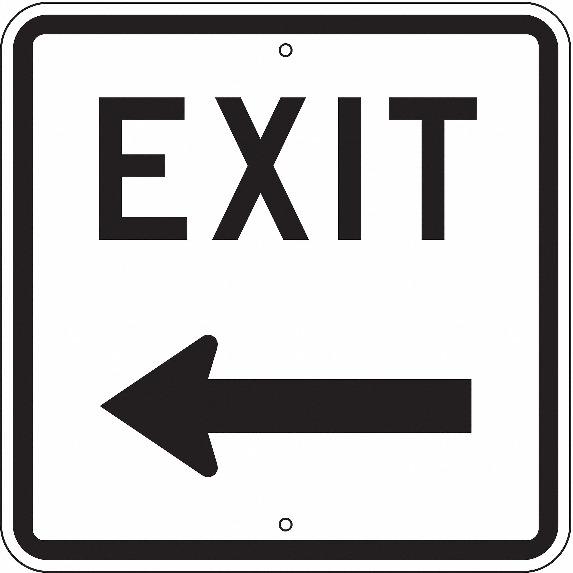 Exit Sign, 18 x 18In, BK/WHT, ENGR GR AL