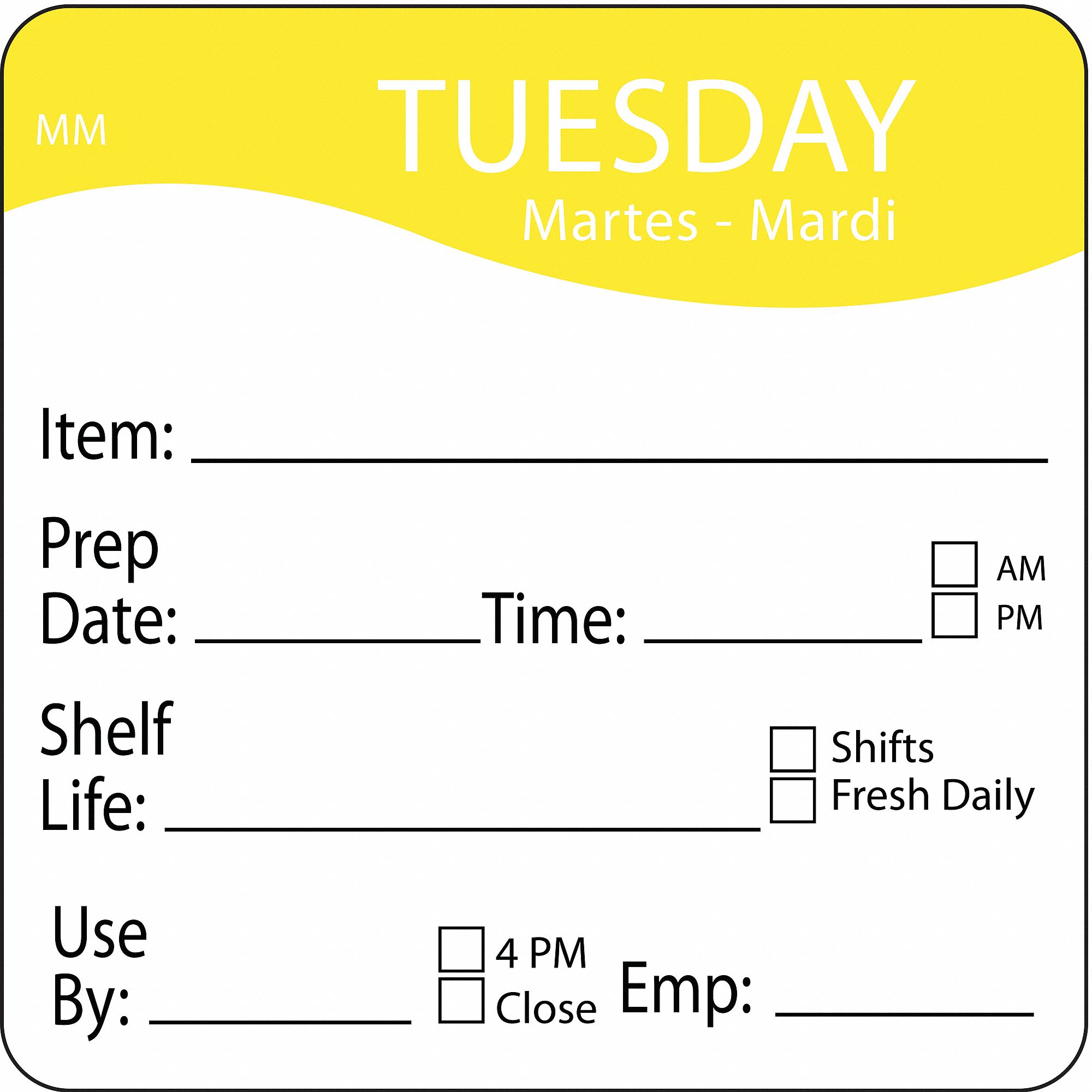 Day-of-The-Week Label, 3-2/7 In. W, PK 500
