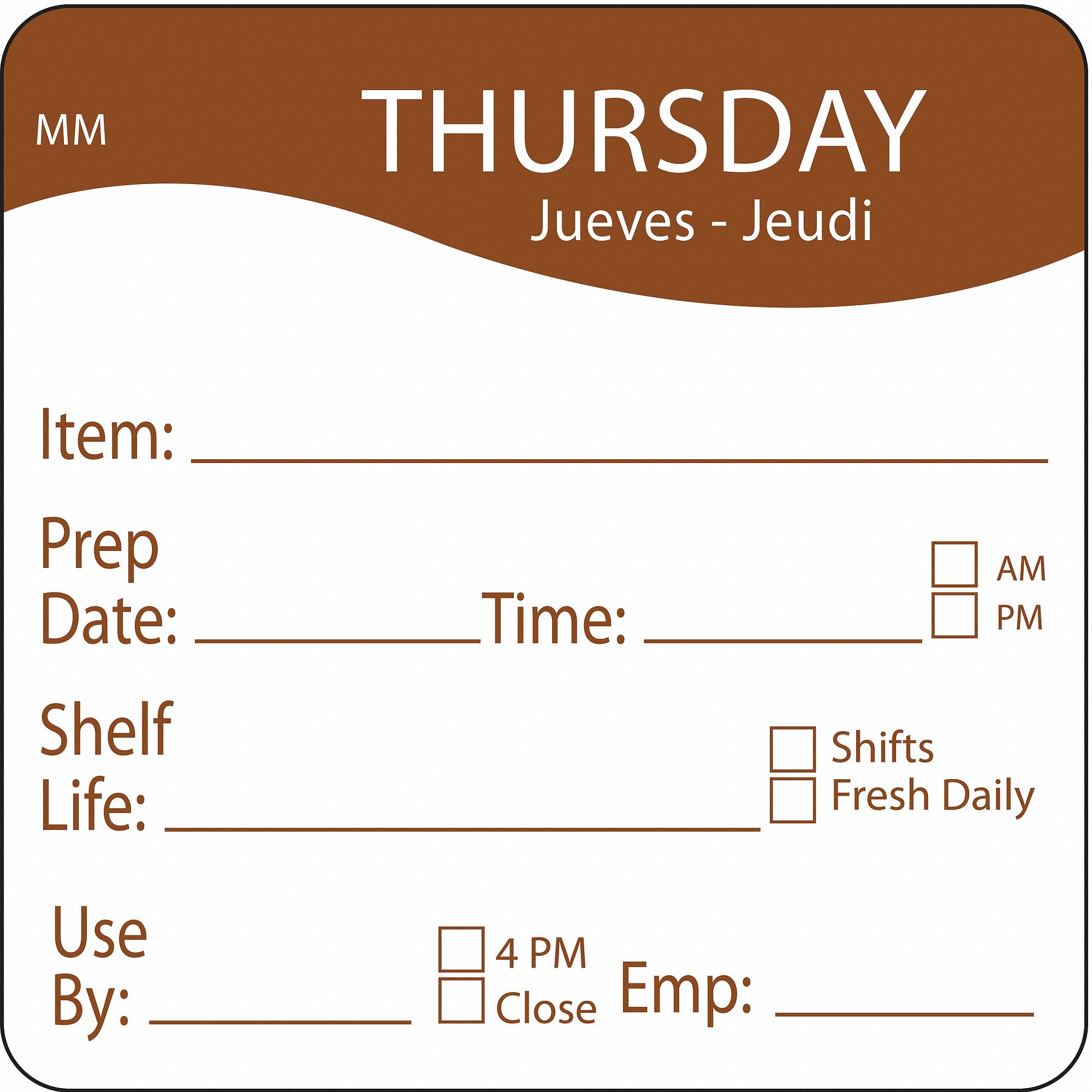 Day-of-The-Week Label, 3 In. W, PK 500