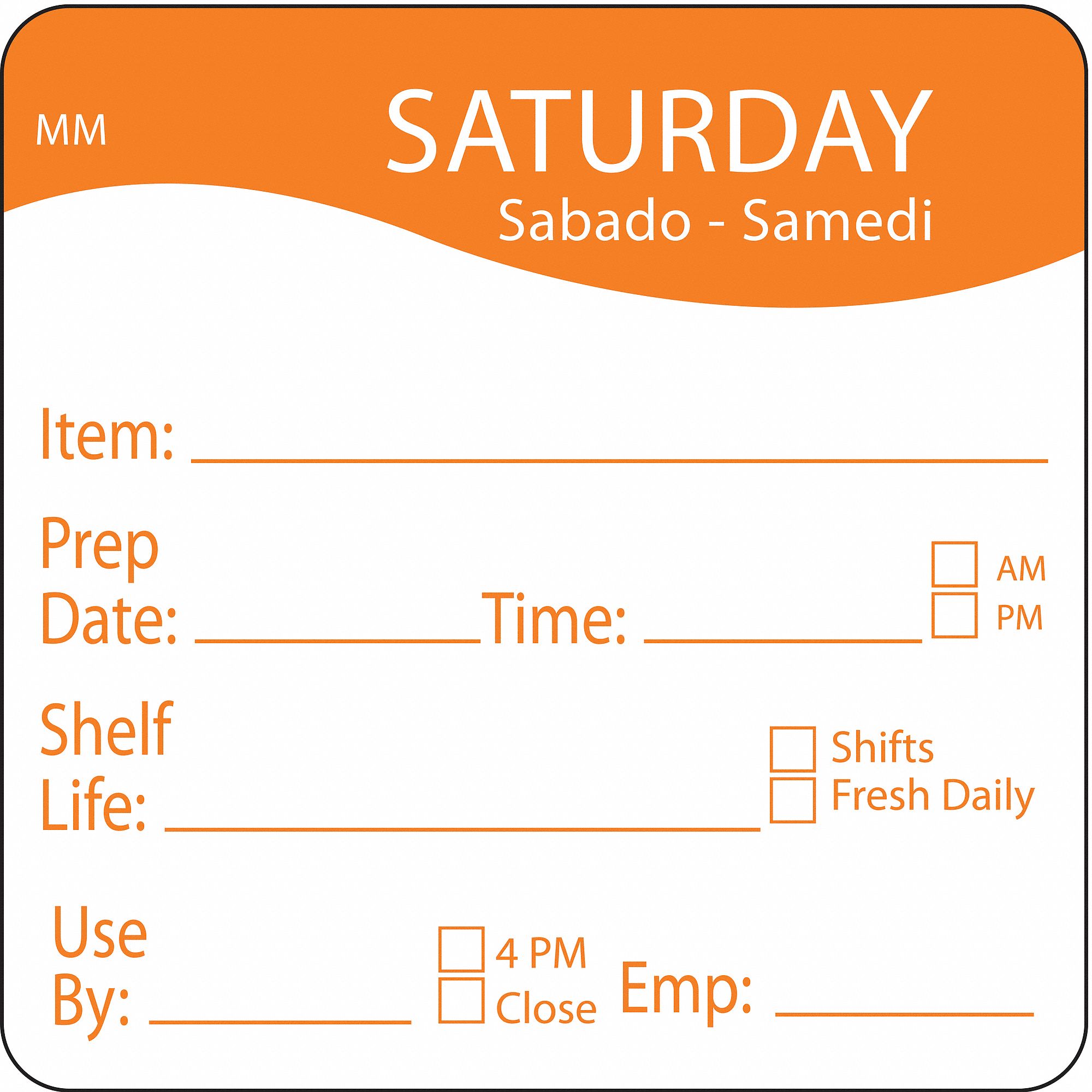Day-of-The-Week Label, 3-1/4 In. W, PK 500