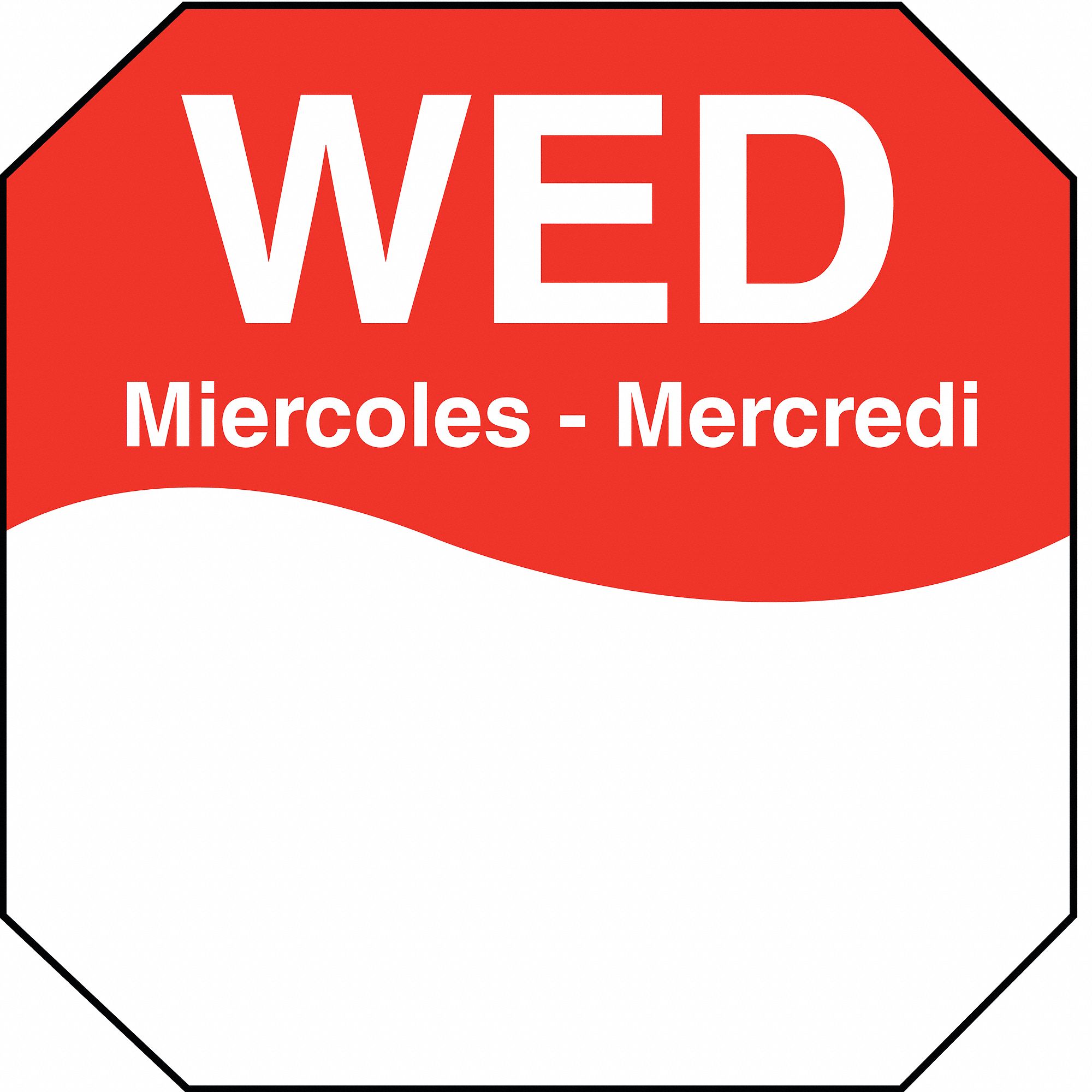 Day-of-The-Week Label, 3 In. W, PK 1000