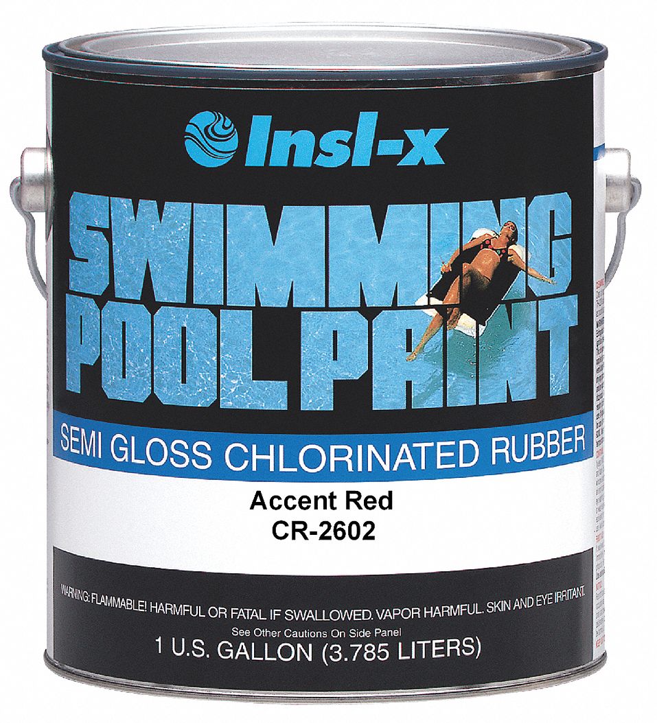 Pool Paint, Chlorinated Rubber, Red, 1G
