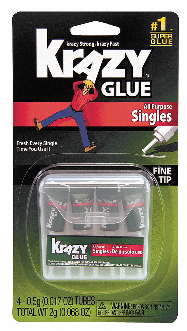 Instnt Adhesive, Krazy Glue, 0.07oz., PK 4