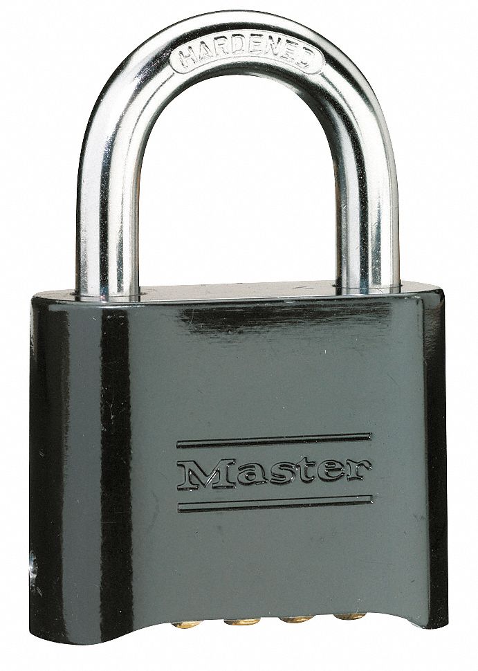 Padlock, Resettable, Black, 4 Dials