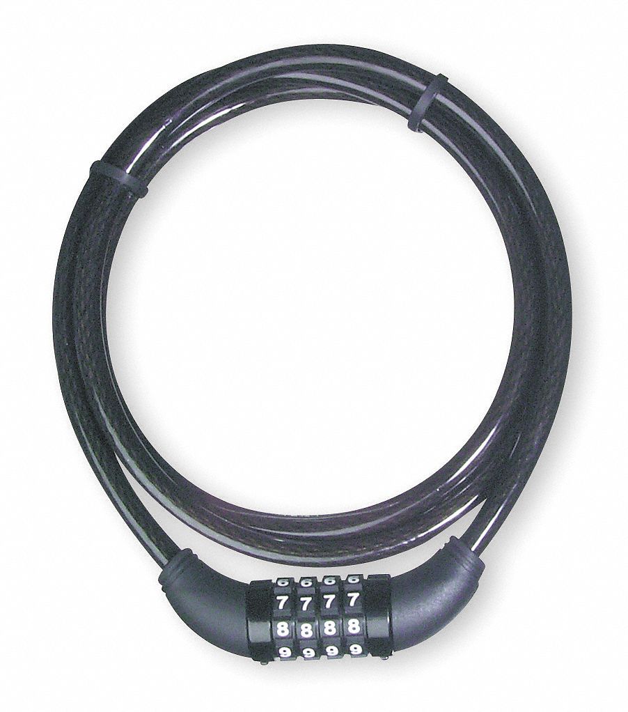 Combination Cable Lock, 5 ft. L, 2 In. W